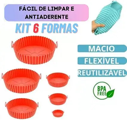 kit Com 6 capas protetoras de silicone para Airfryer redonda. Mais praticidade na sua  cozinha