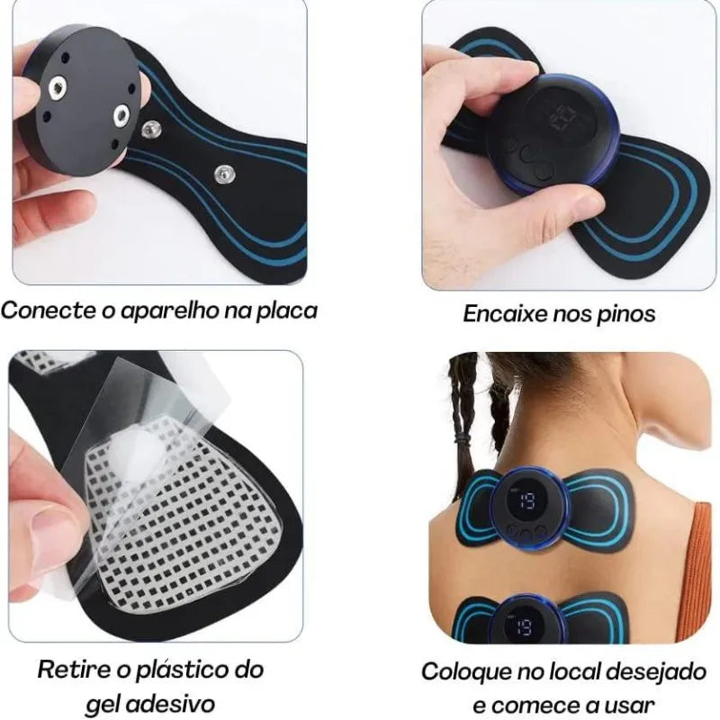 Mini massageador elétrico portátil de estimulação de pescoço EMS para alívio da dor muscular cervical