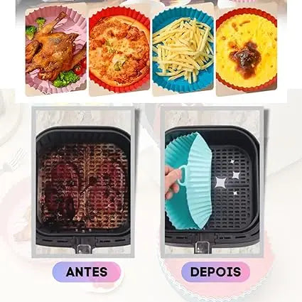 kit Com 6 capas protetoras de silicone para Airfryer redonda. Mais praticidade na sua  cozinha