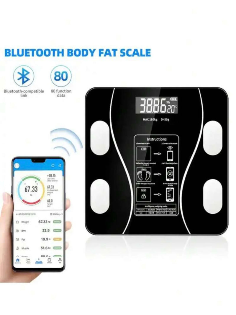 Balança Digital de Bioimpedancia 180kg com Medidas por Aplicativo  12 Funções